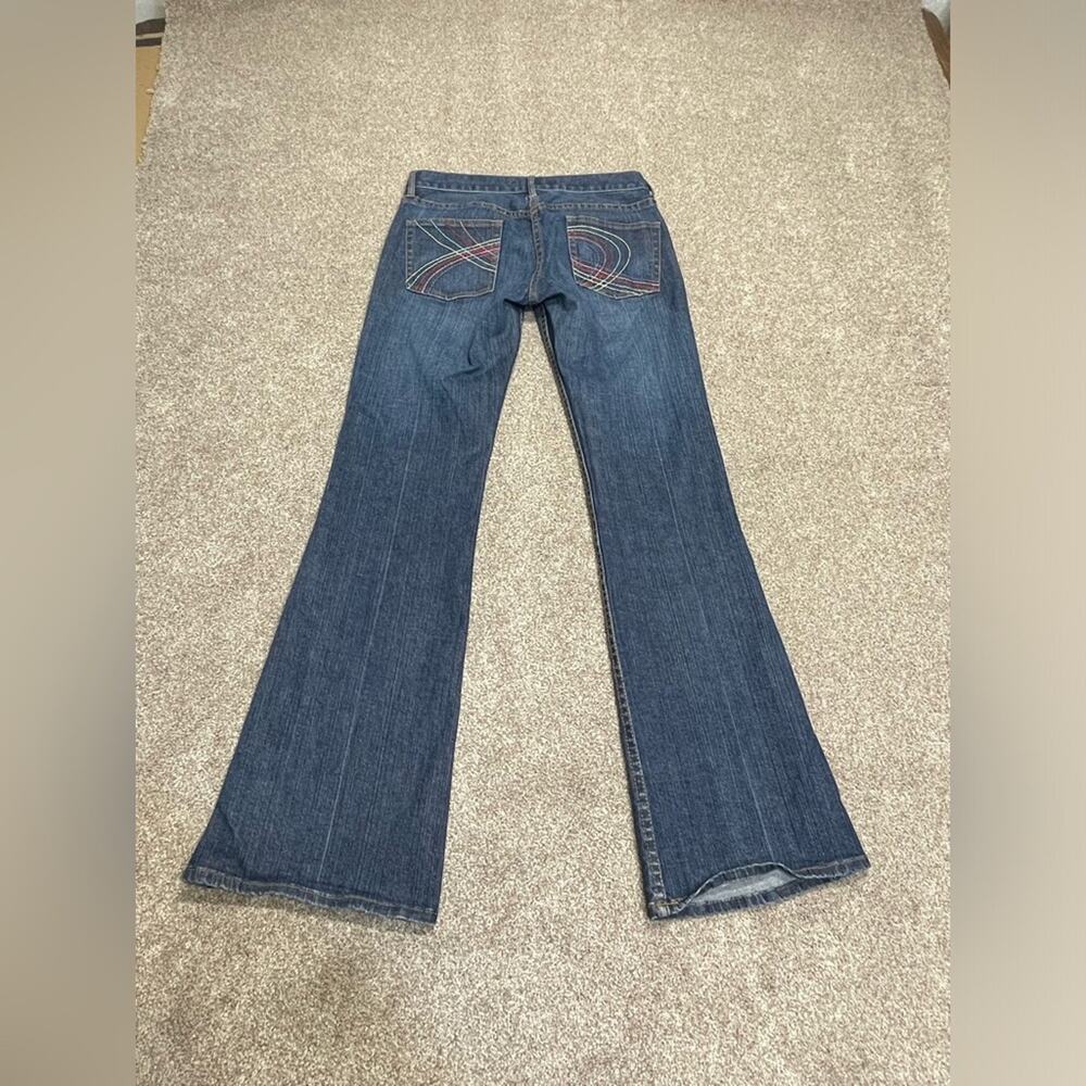 Y2K indie sleaze 2000s F.C.U.K bootcut jeans sz 6 low rise dark wash indigo